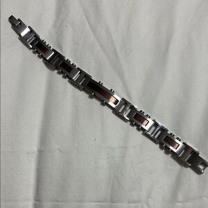 Men's Silver and Brown Bracelet